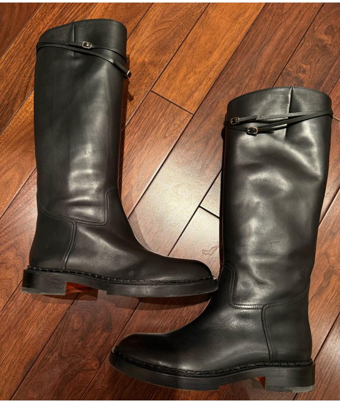 SANTONI Черные кожаные сапоги, фото 5
