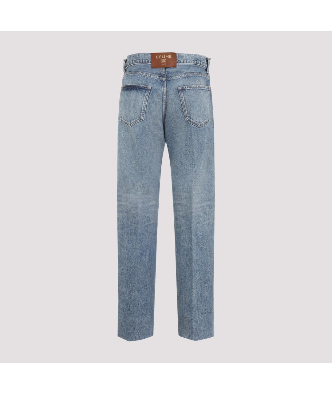 CELINE Голубые хлопковые прямые джинсы, фото 3