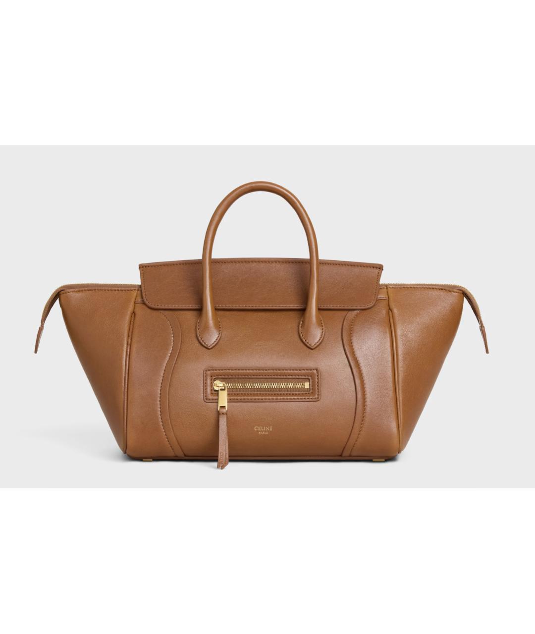 CELINE Коричневая кожаная сумка тоут, фото 9