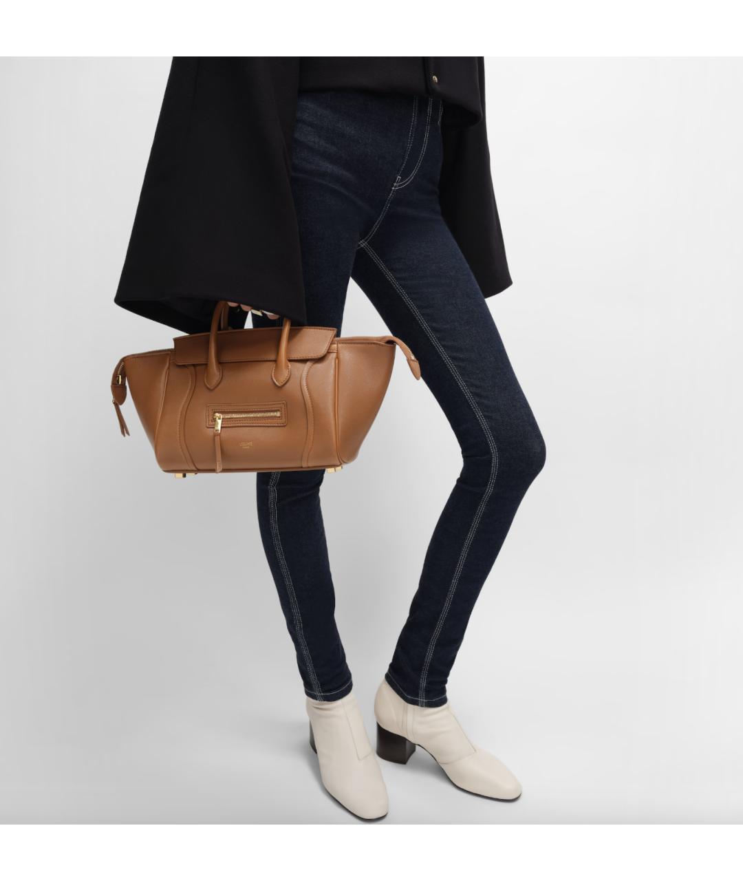 CELINE Коричневая кожаная сумка тоут, фото 2