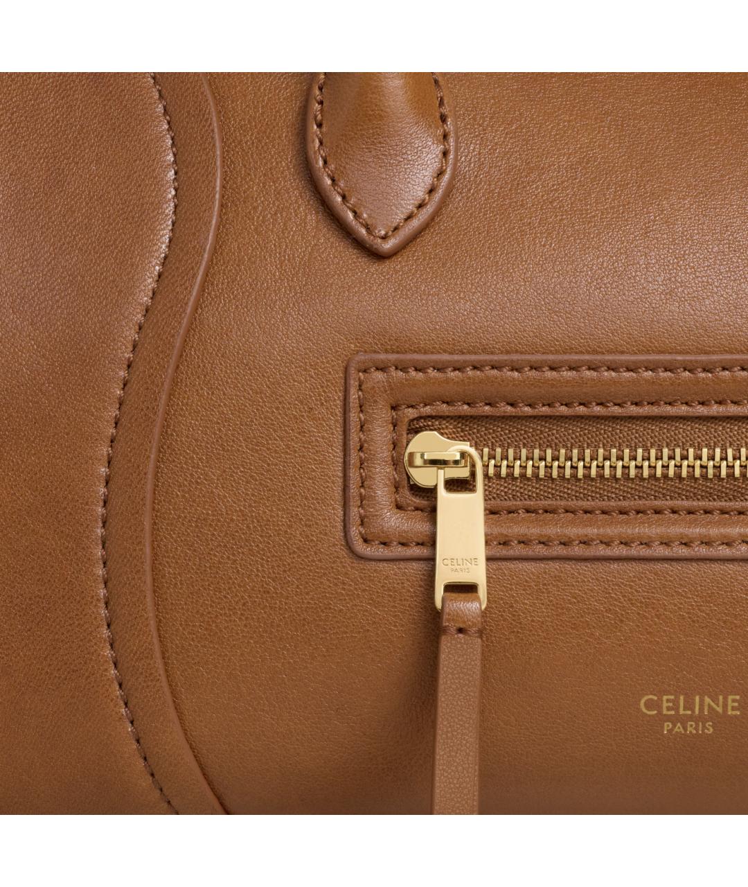 CELINE Коричневая кожаная сумка тоут, фото 7