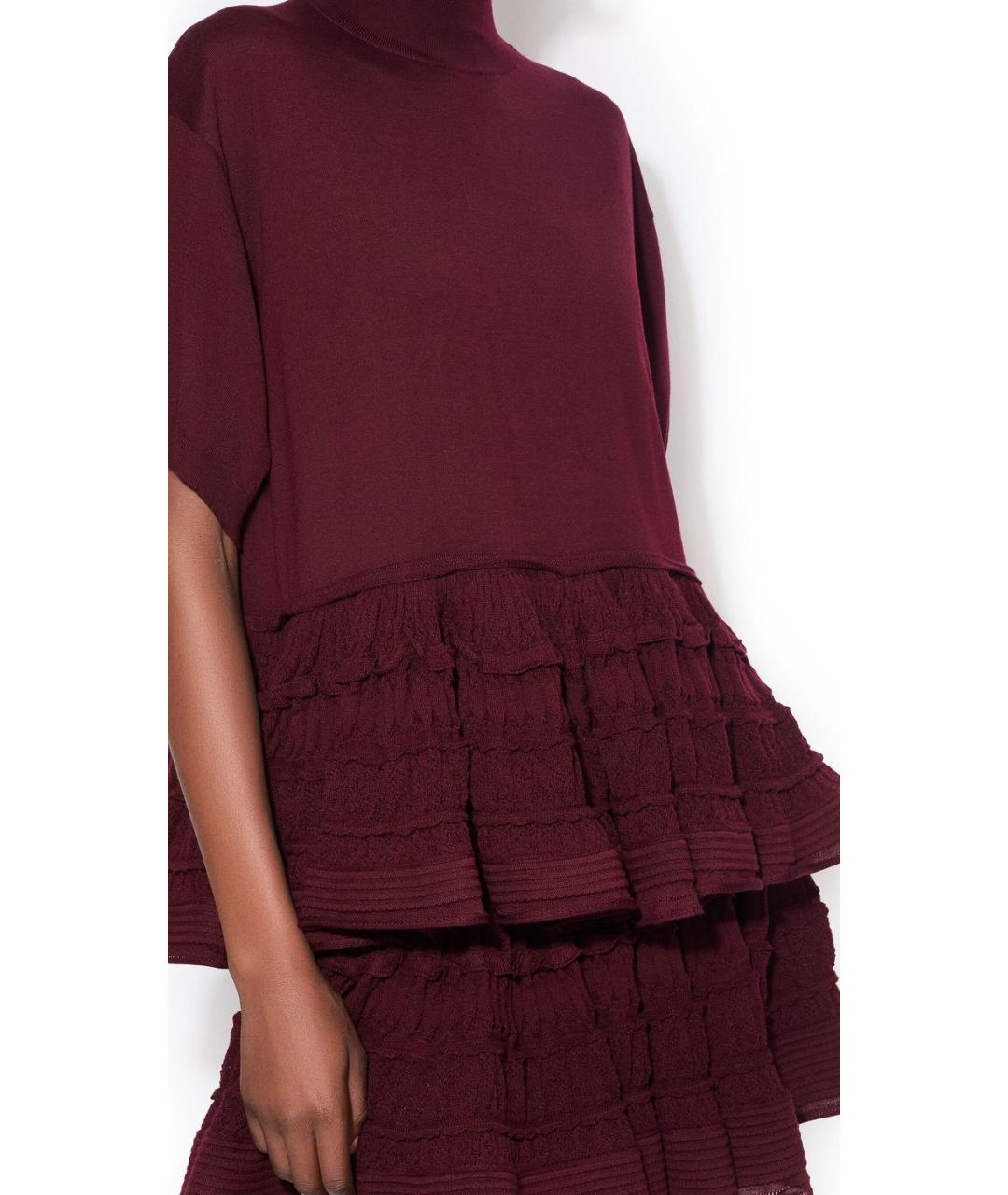 ALAIA Бордовая шерстяная юбка мини, фото 5