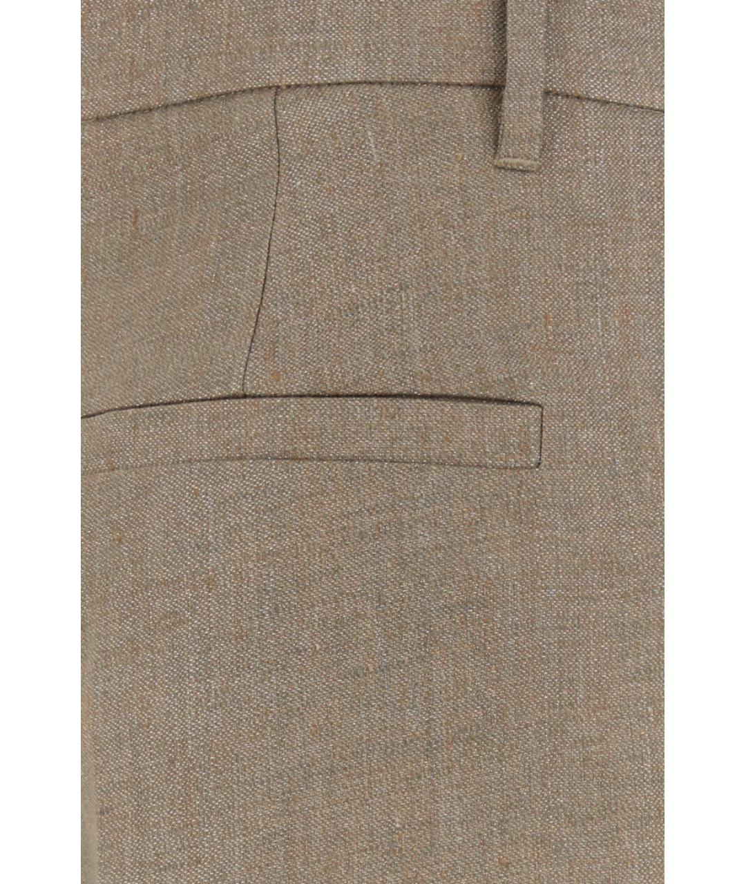 BRUNELLO CUCINELLI Бежевые льняные прямые брюки, фото 3