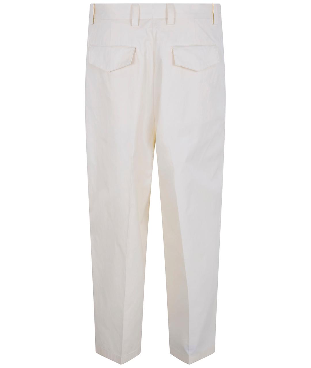 JIL SANDER Белые хлопковые повседневные брюки, фото 2