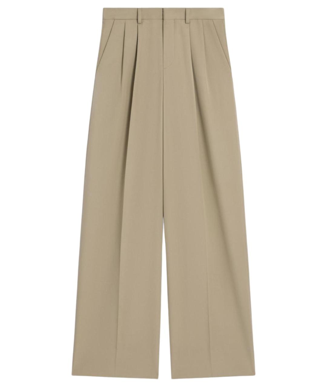 CELINE Бежевые хлопковые прямые брюки, фото 1