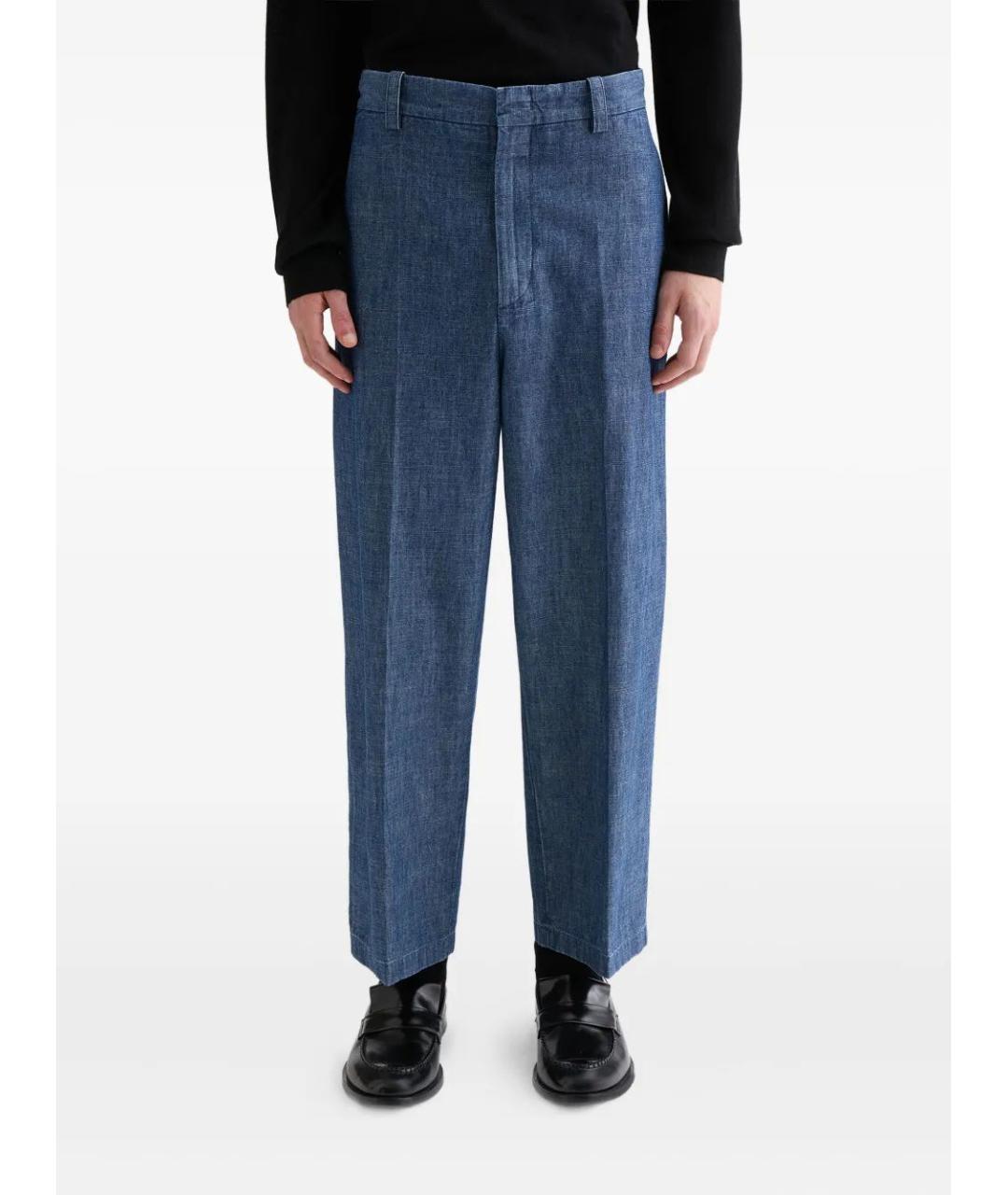 JIL SANDER Синие хлопковые повседневные брюки, фото 2