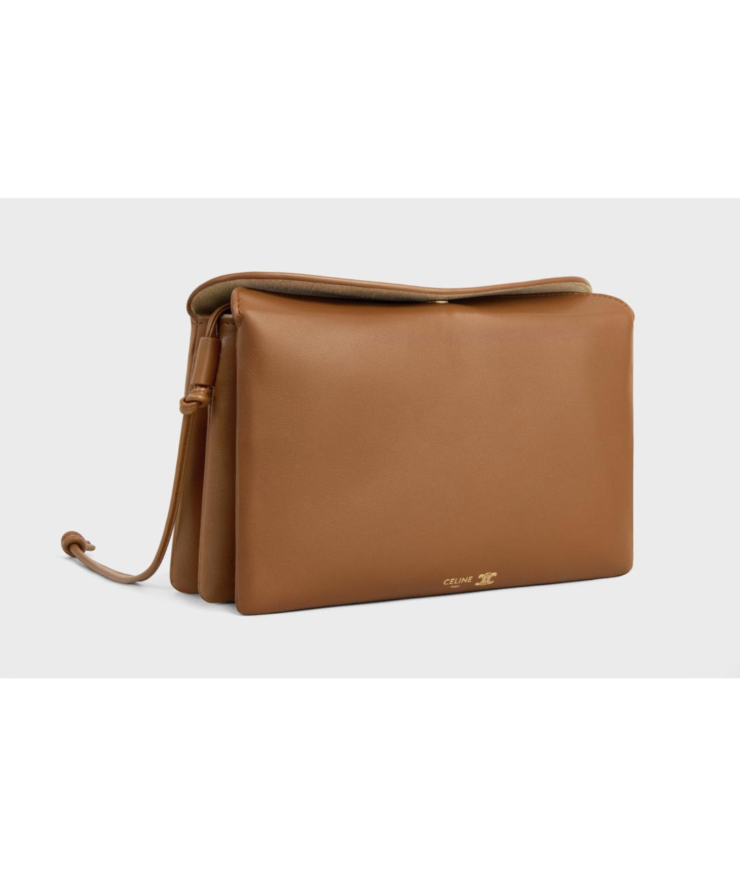 CELINE Коричневая кожаная сумка через плечо, фото 2