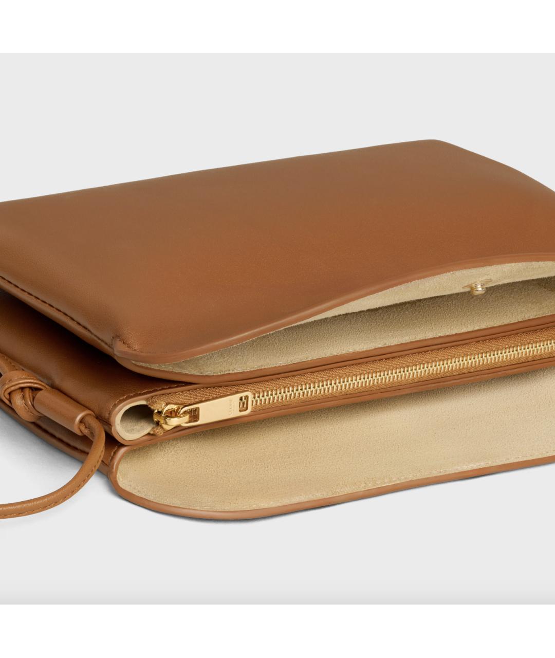 CELINE Коричневая кожаная сумка через плечо, фото 4