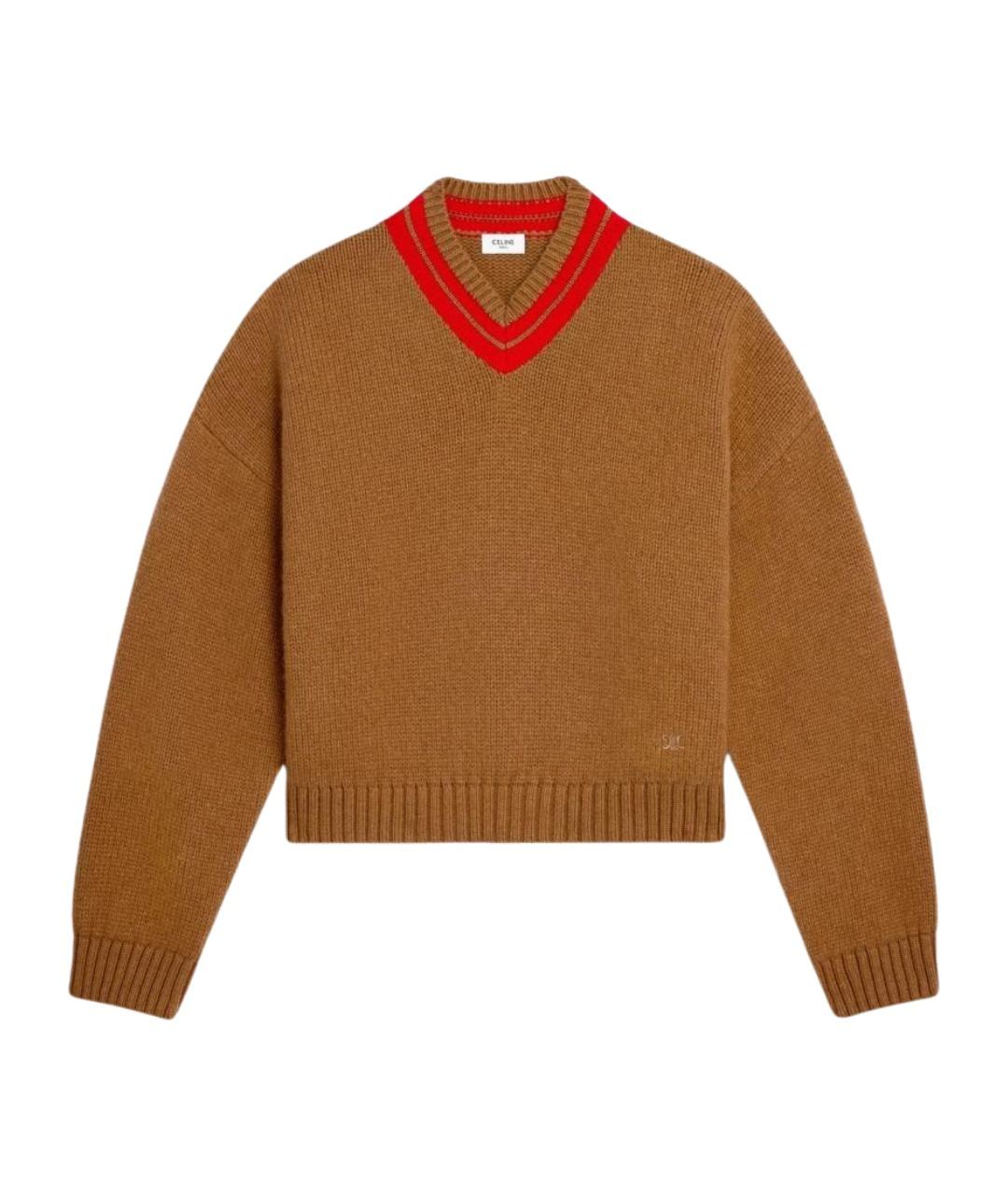 CELINE Коричневый кашемировый джемпер / свитер, фото 1