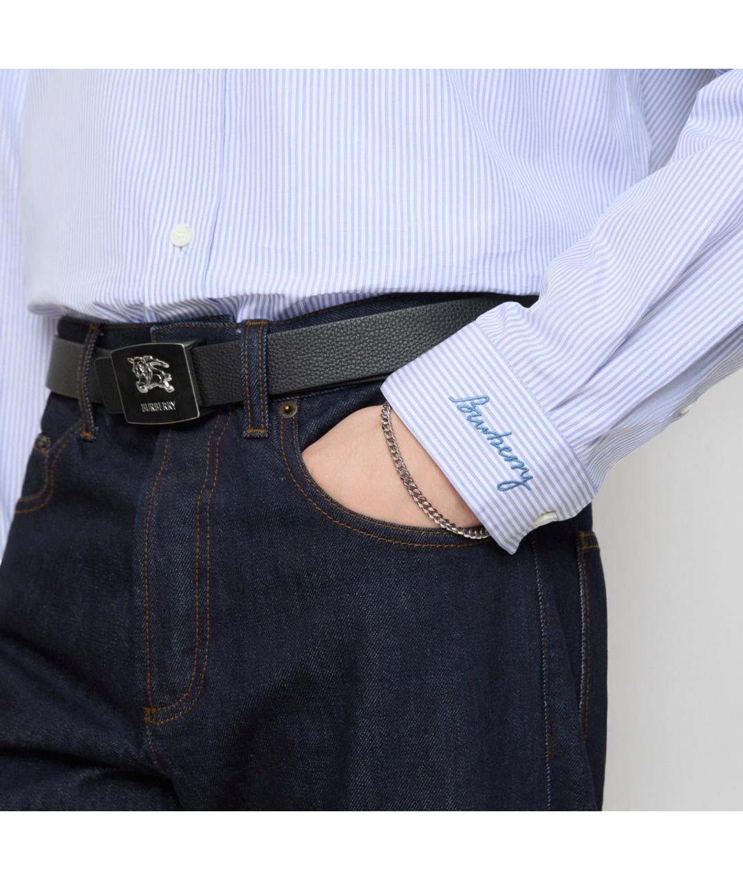 BURBERRY Голубая хлопковая кэжуал рубашка, фото 3