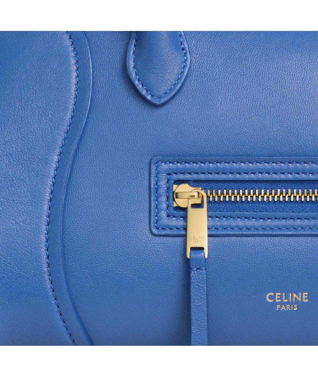 CELINE Синяя кожаная сумка тоут, фото 6