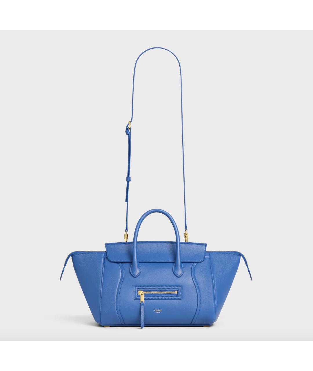 CELINE Синяя кожаная сумка тоут, фото 7