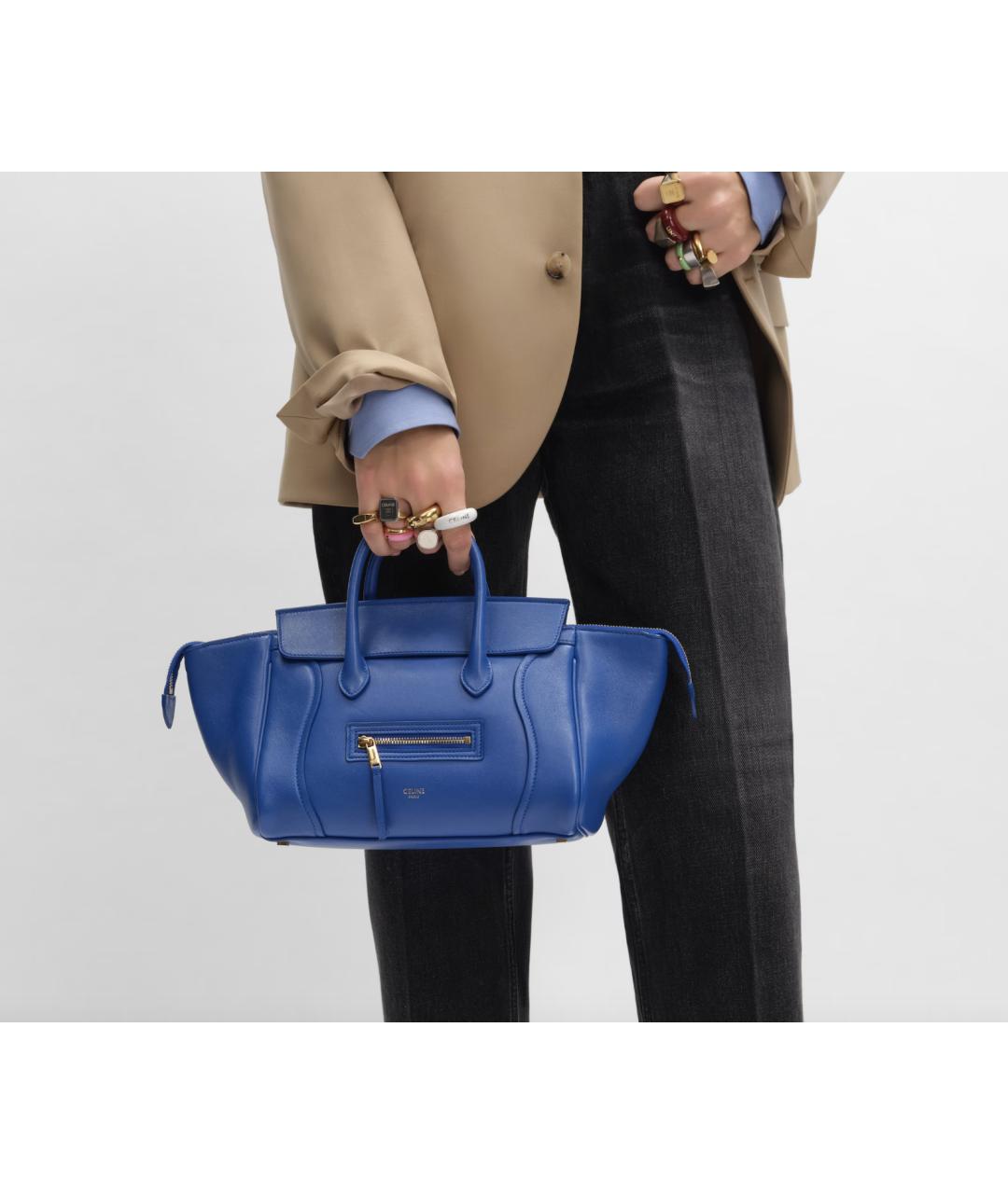CELINE Синяя кожаная сумка тоут, фото 2