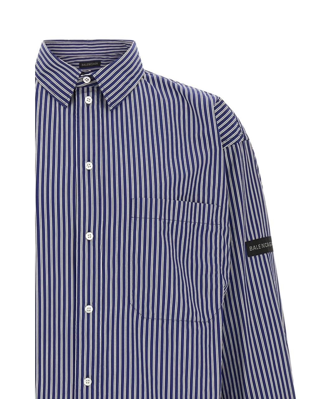 BALENCIAGA Синяя хлопковая кэжуал рубашка, фото 3