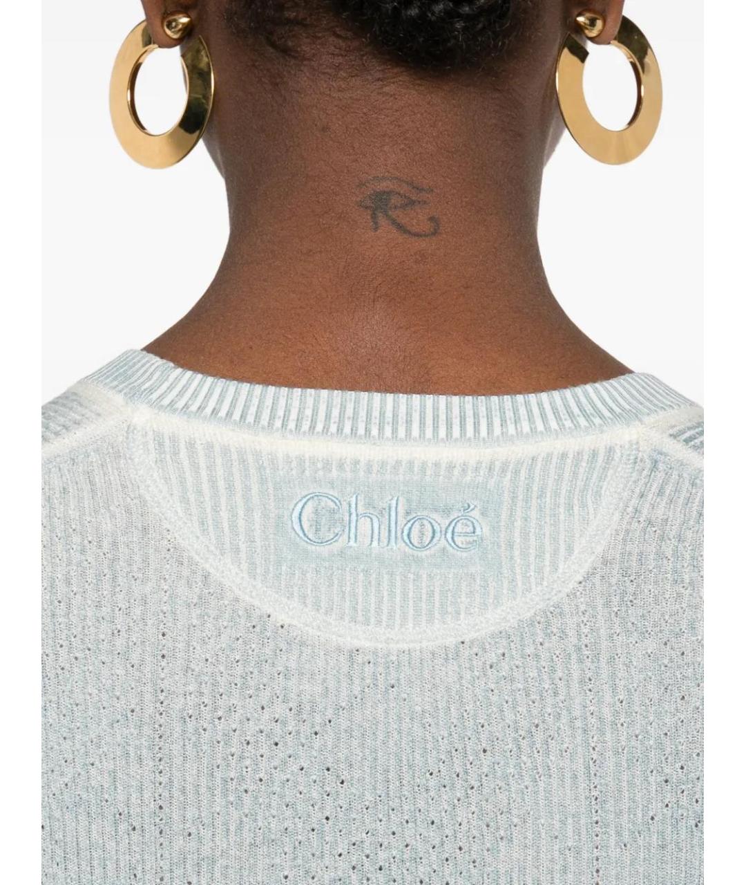 CHLOE Голубая шерстяная футболка, фото 5