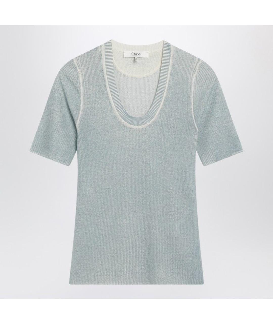 CHLOE Голубая шерстяная футболка, фото 6