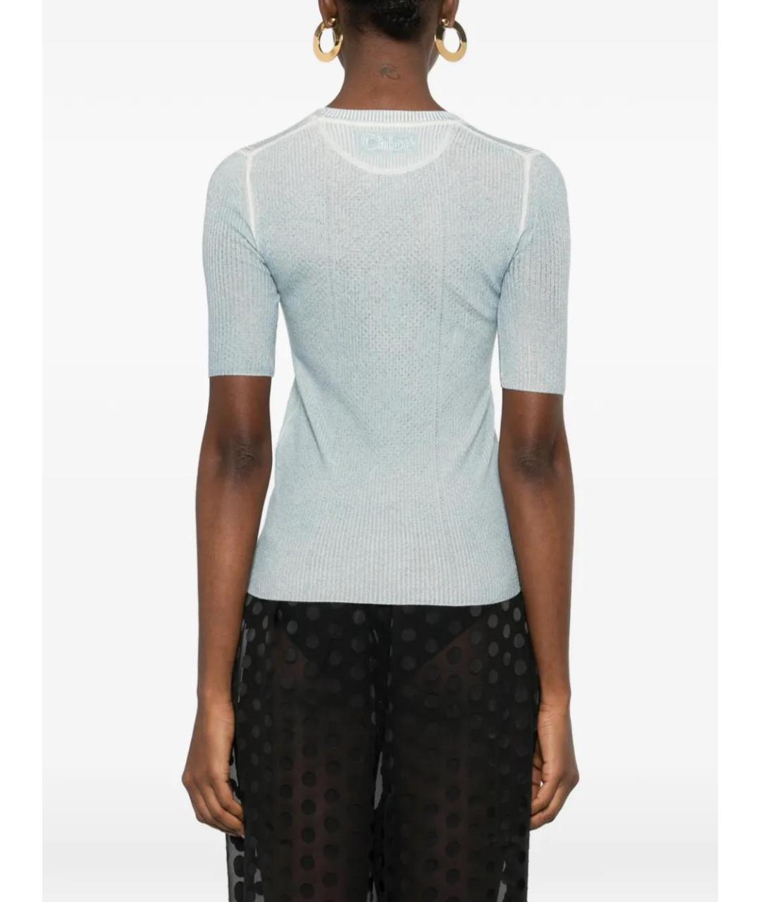 CHLOE Голубая шерстяная футболка, фото 4