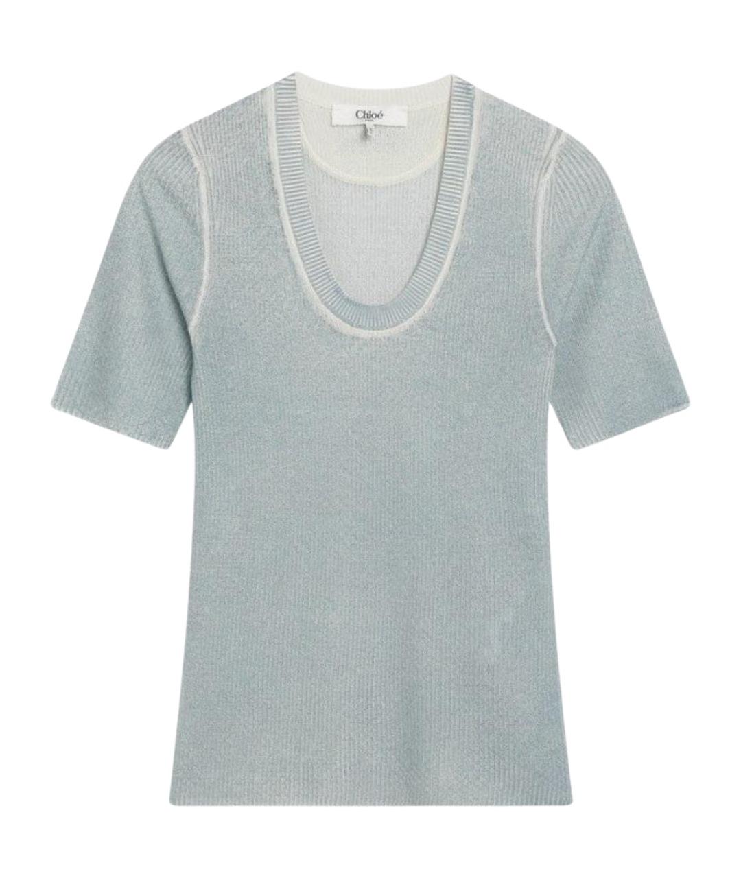 CHLOE Голубая шерстяная футболка, фото 1