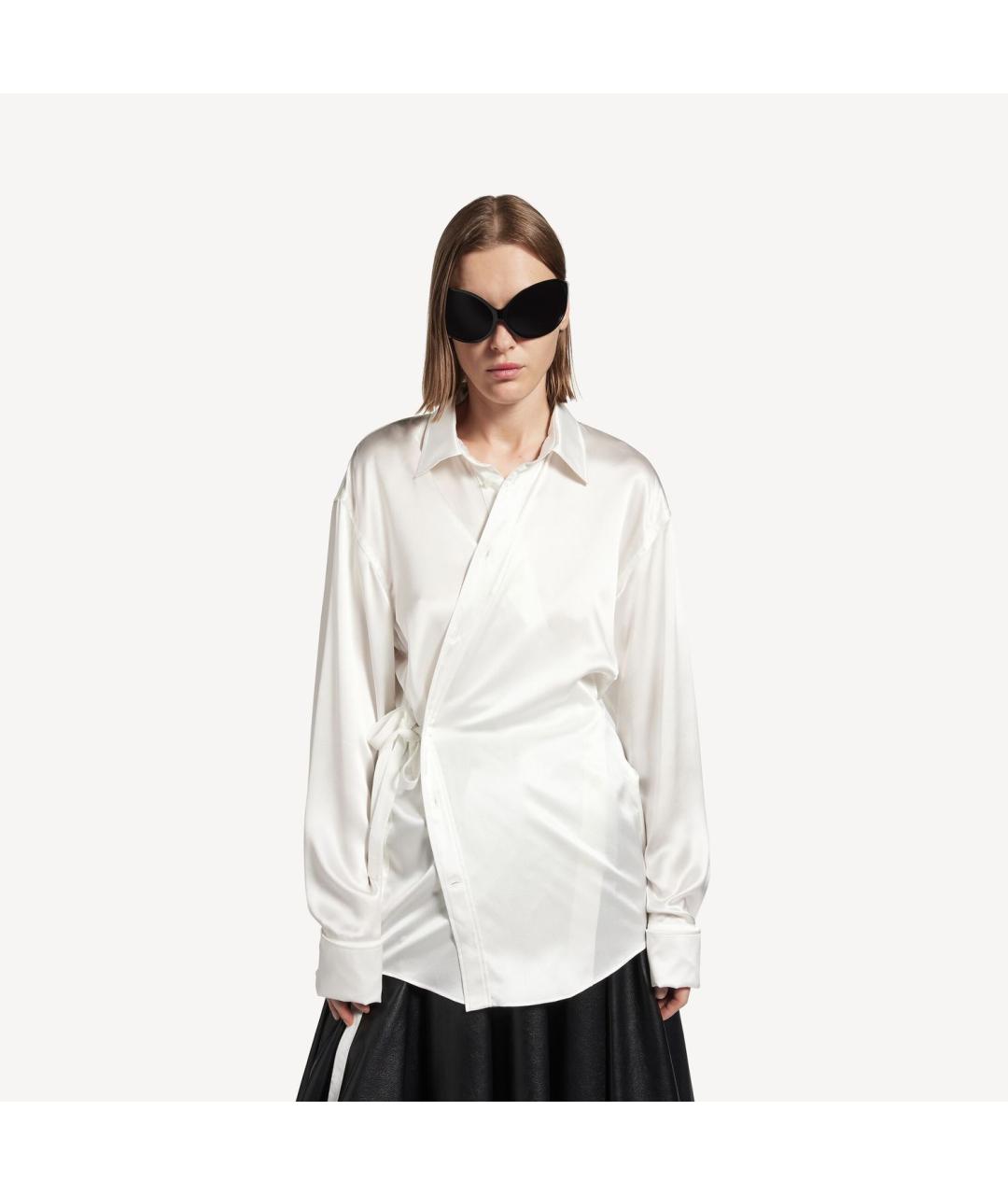 BALENCIAGA Белая шелковая блузы, фото 3