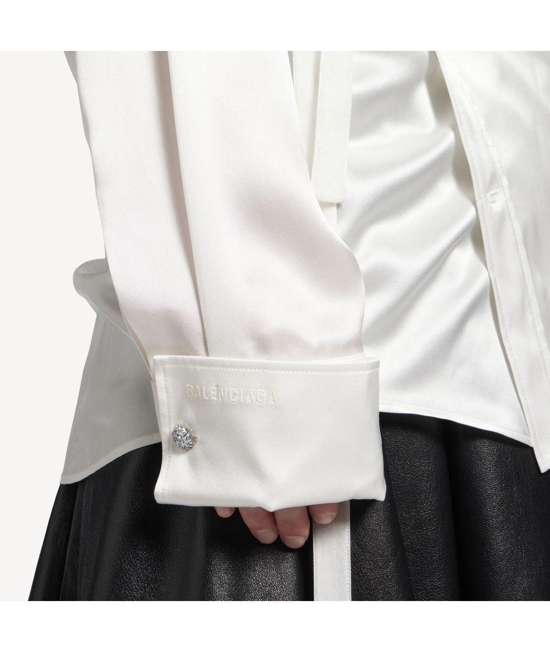 BALENCIAGA Белая шелковая блузы, фото 2