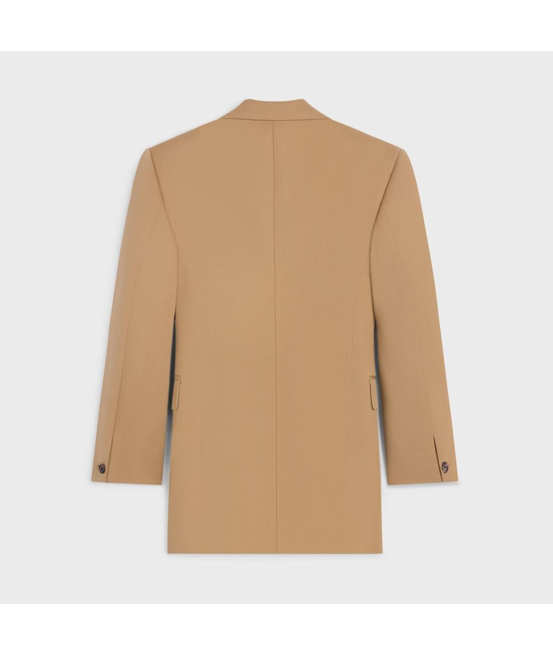 CELINE Бежевый шерстяной жакет/пиджак, фото 5