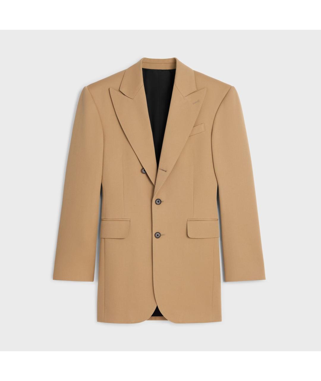 CELINE Бежевый шерстяной жакет/пиджак, фото 6