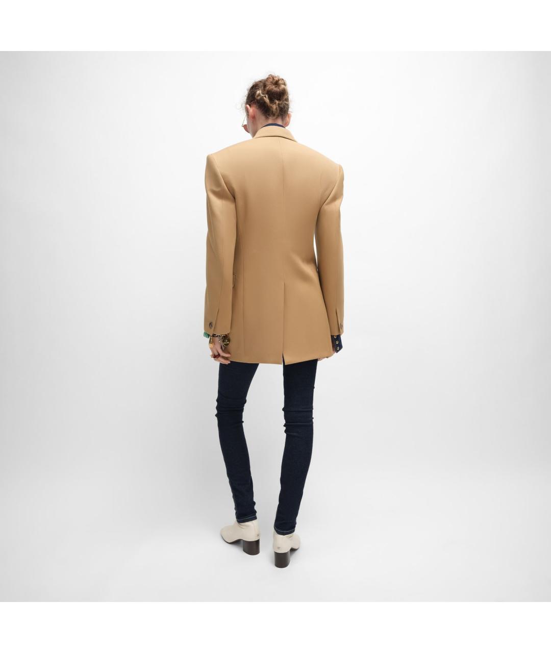 CELINE Бежевый шерстяной жакет/пиджак, фото 3