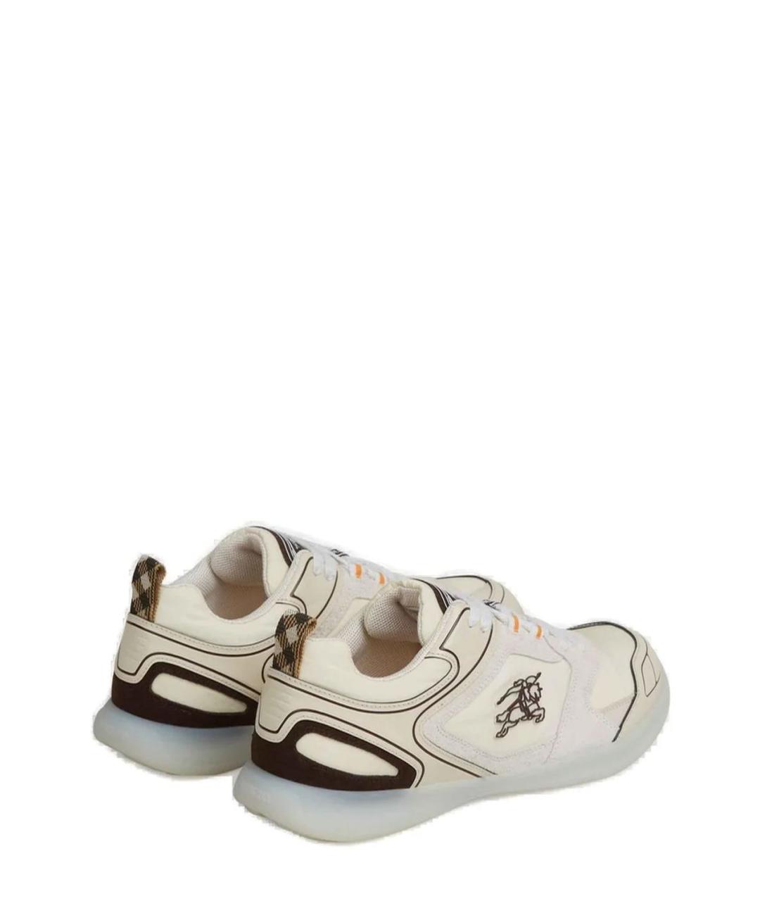 BURBERRY Белые текстильные низкие кроссовки / кеды, фото 3