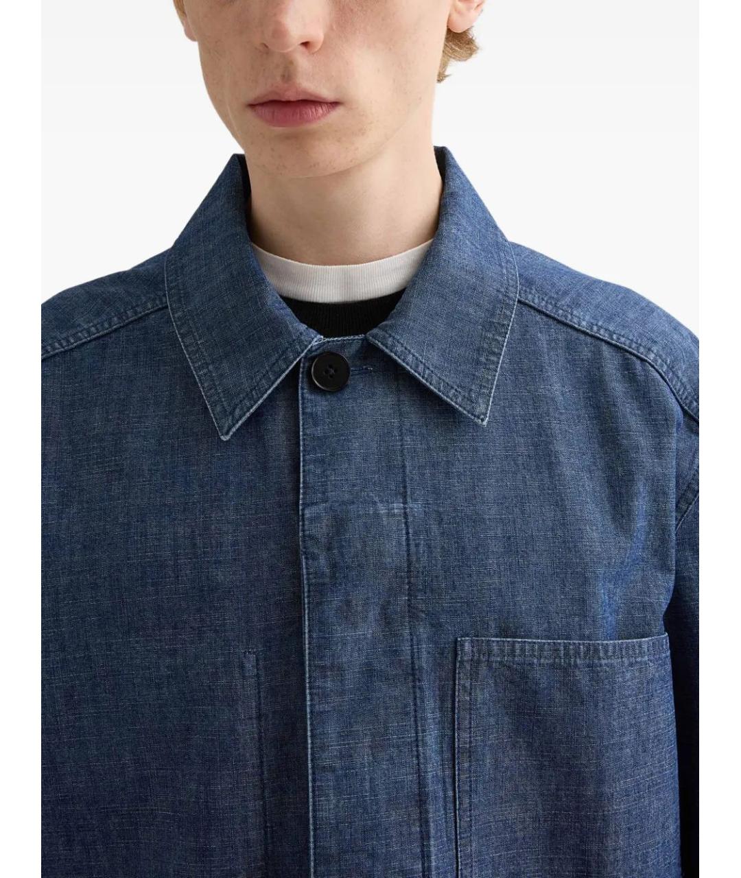 JIL SANDER Синяя хлопковая кэжуал рубашка, фото 3