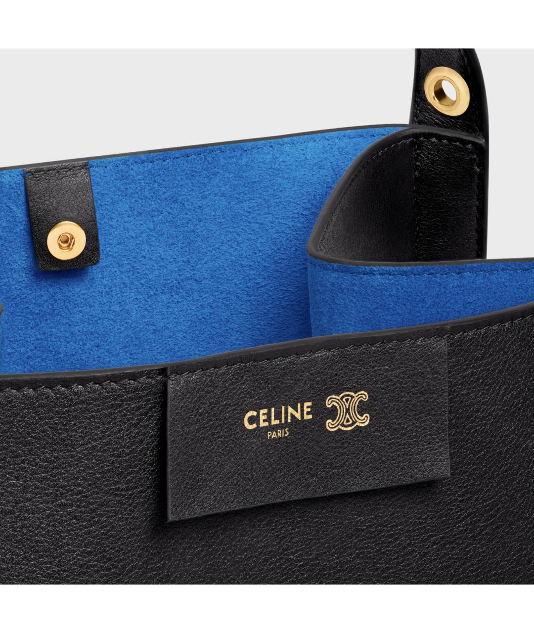 CELINE Черная кожаная сумка тоут, фото 4