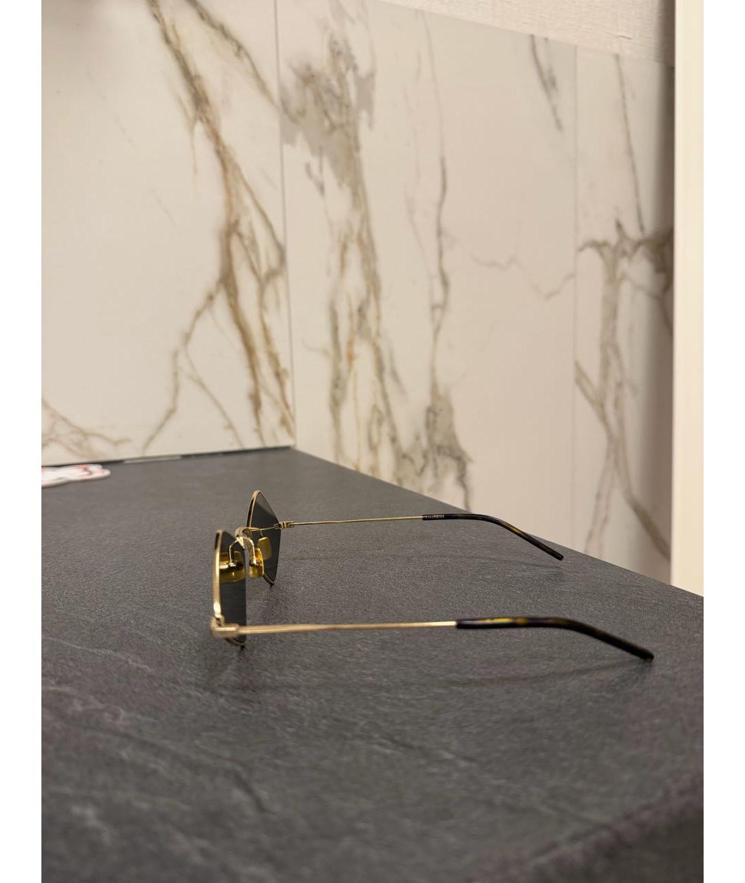 SAINT LAURENT Бежевые металлические солнцезащитные очки, фото 3