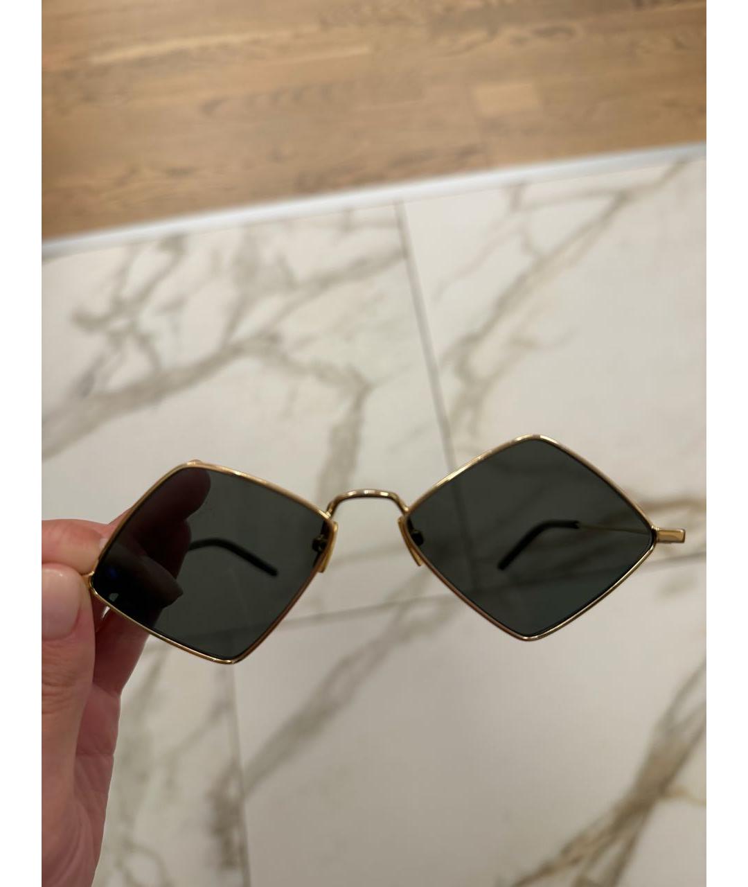 SAINT LAURENT Бежевые металлические солнцезащитные очки, фото 2