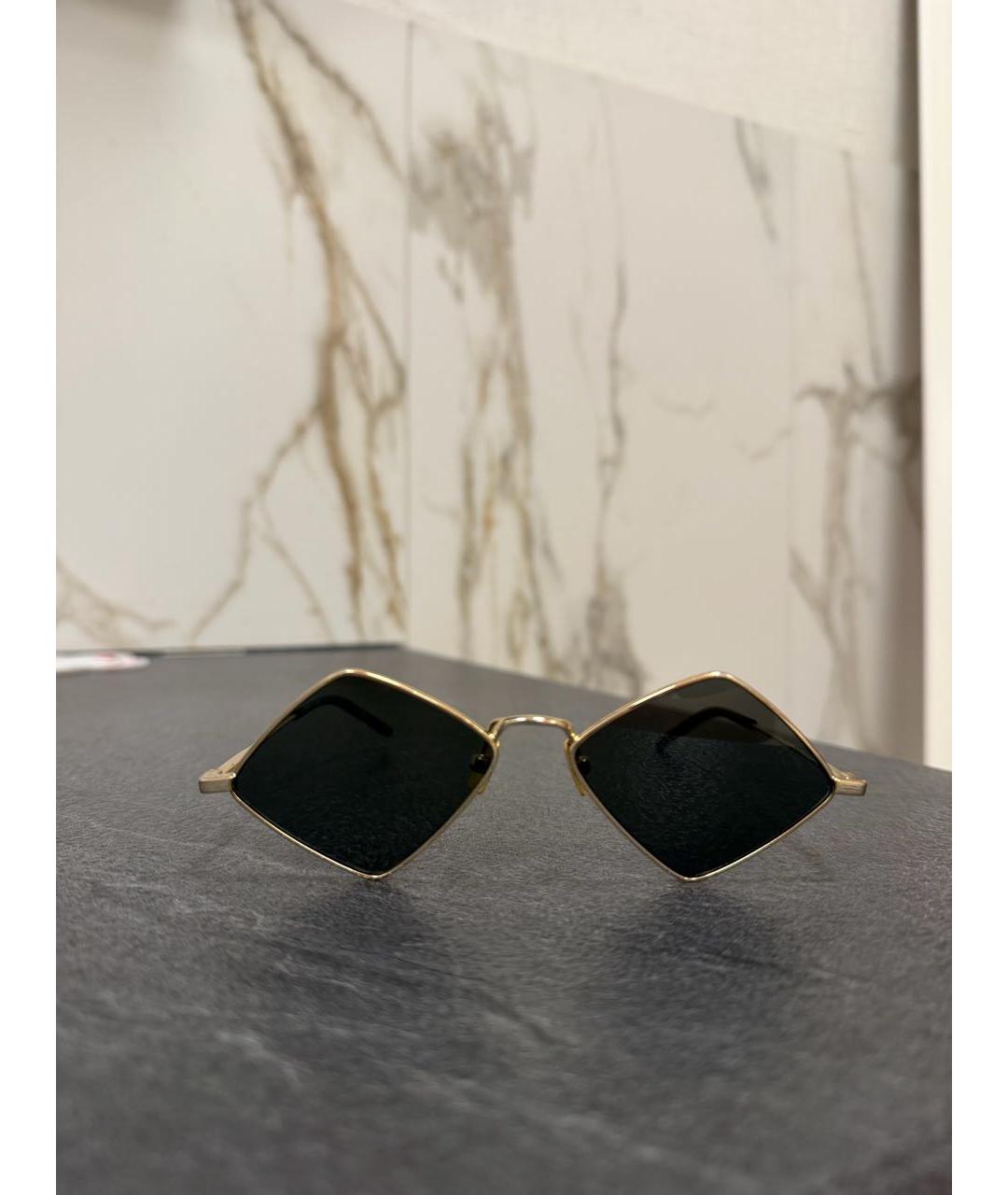 SAINT LAURENT Бежевые металлические солнцезащитные очки, фото 6