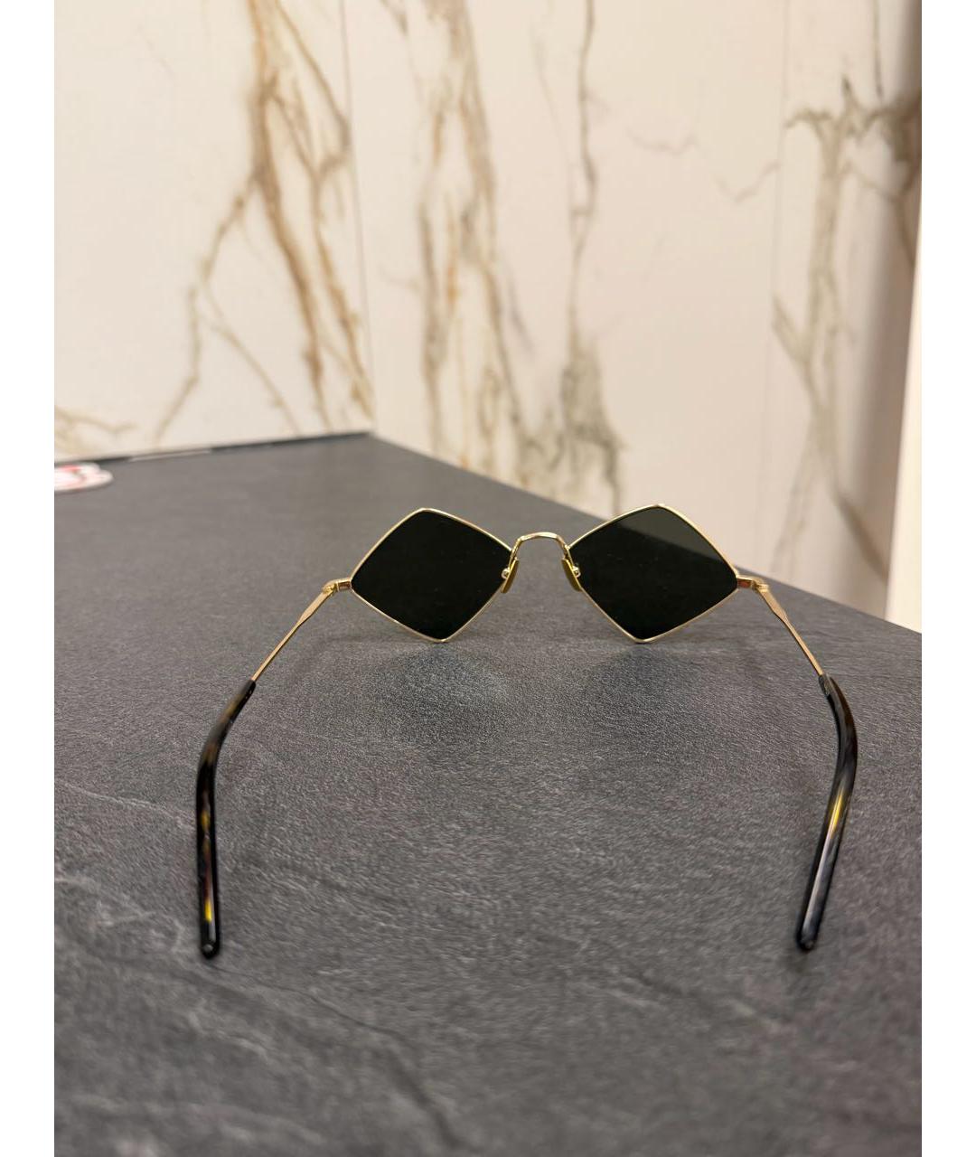 SAINT LAURENT Бежевые металлические солнцезащитные очки, фото 4