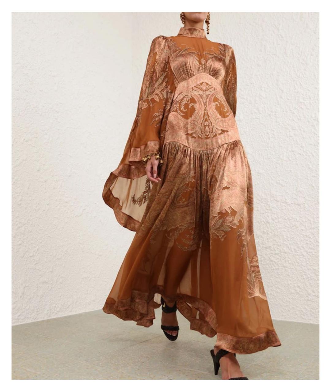 ZIMMERMANN Коричневое вискозное вечернее платье, фото 6