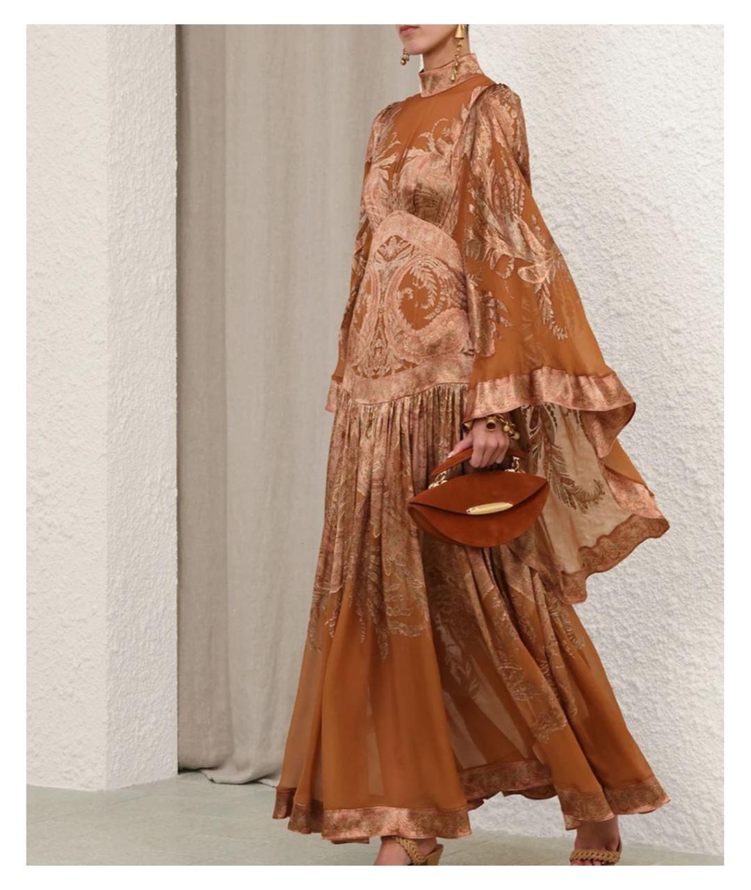 ZIMMERMANN Коричневое вискозное вечернее платье, фото 3