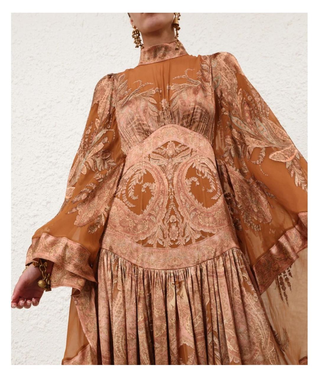 ZIMMERMANN Коричневое вискозное вечернее платье, фото 4