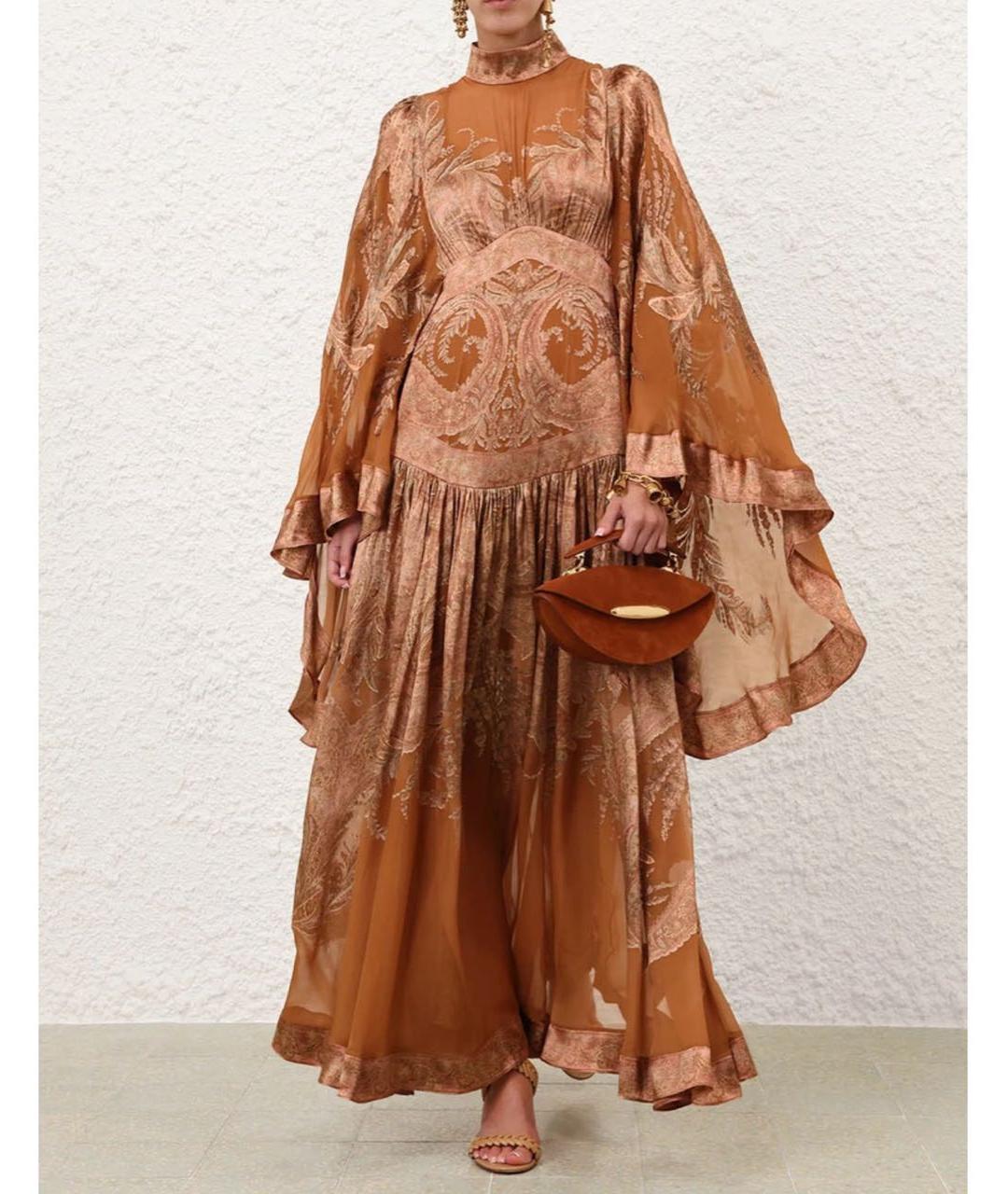 ZIMMERMANN Коричневое вискозное вечернее платье, фото 2