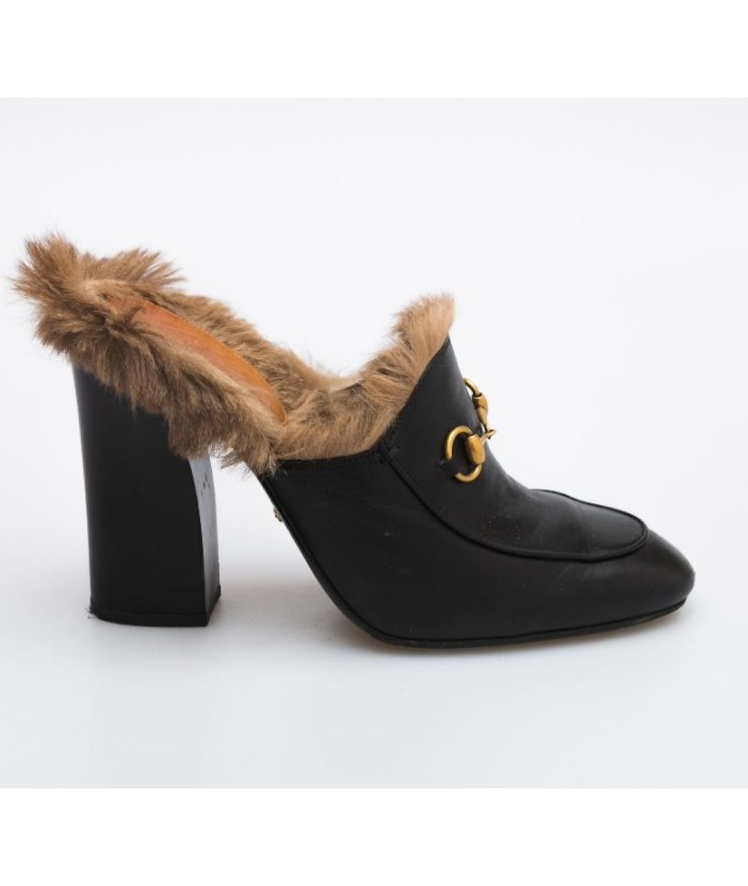 GUCCI Черные кожаные мюли, фото 4