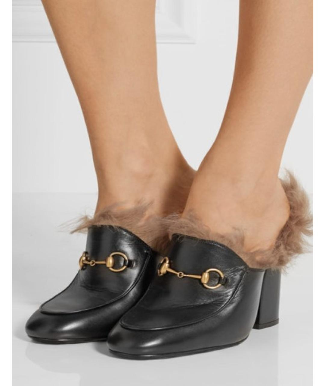 GUCCI Черные кожаные мюли, фото 3
