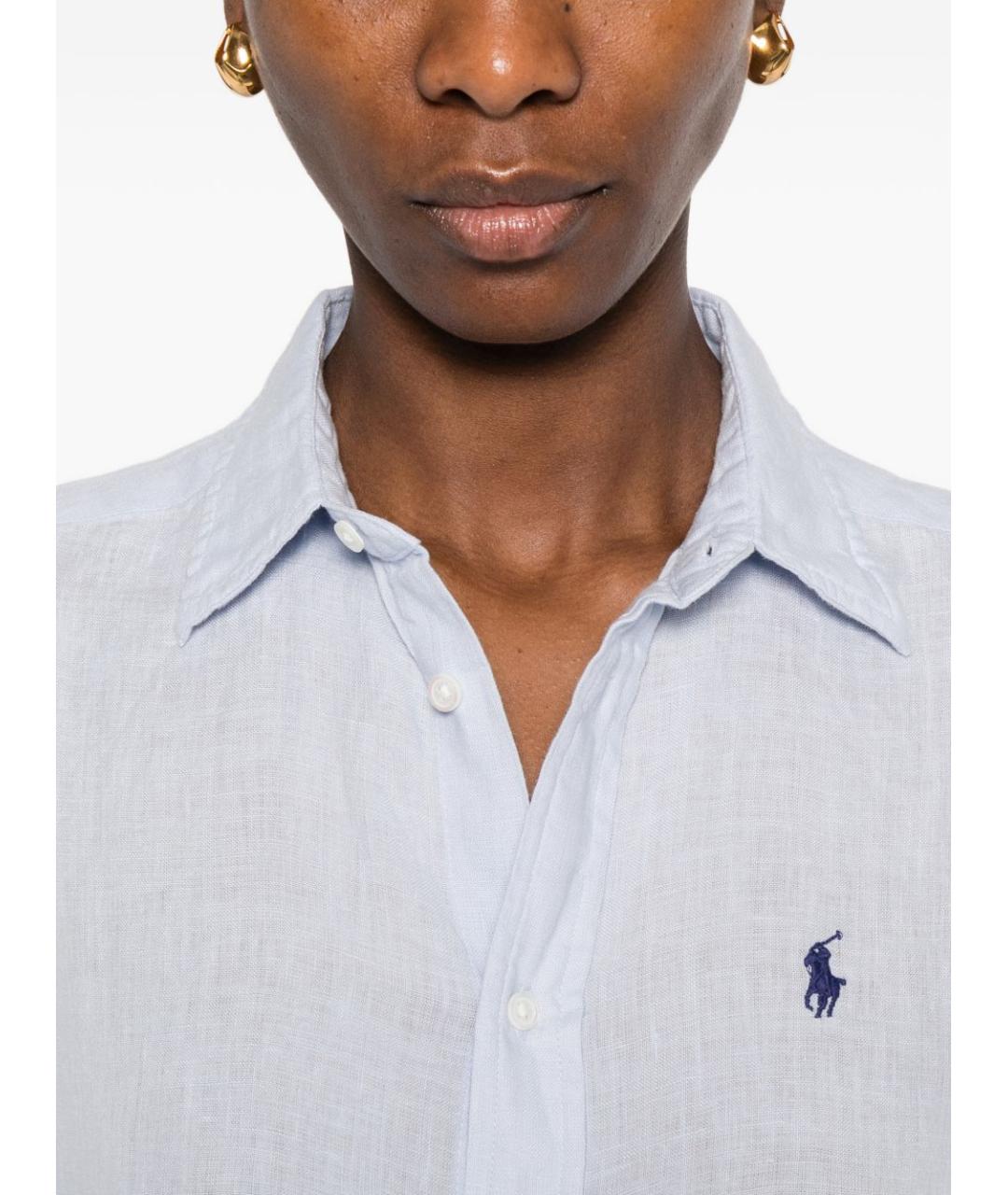 POLO RALPH LAUREN Синяя льняная рубашка, фото 4