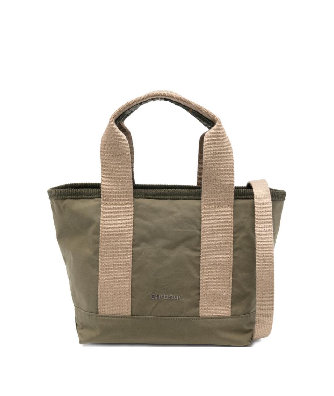 BARBOUR Зеленая хлопковая сумка тоут, фото 1