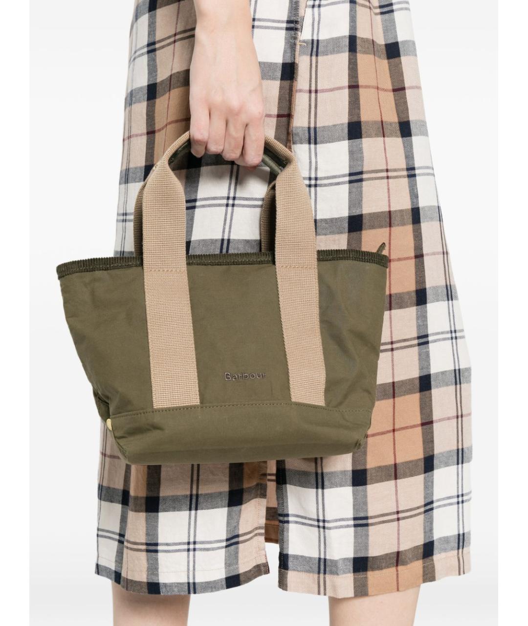 BARBOUR Зеленая хлопковая сумка тоут, фото 2