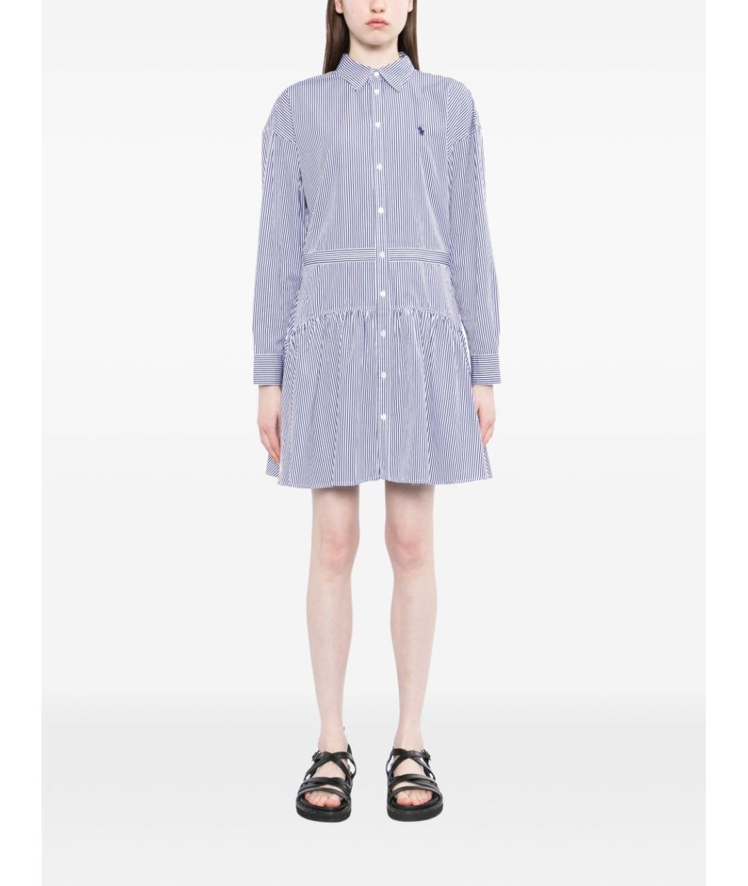 POLO RALPH LAUREN Голубое хлопковое повседневное платье, фото 3
