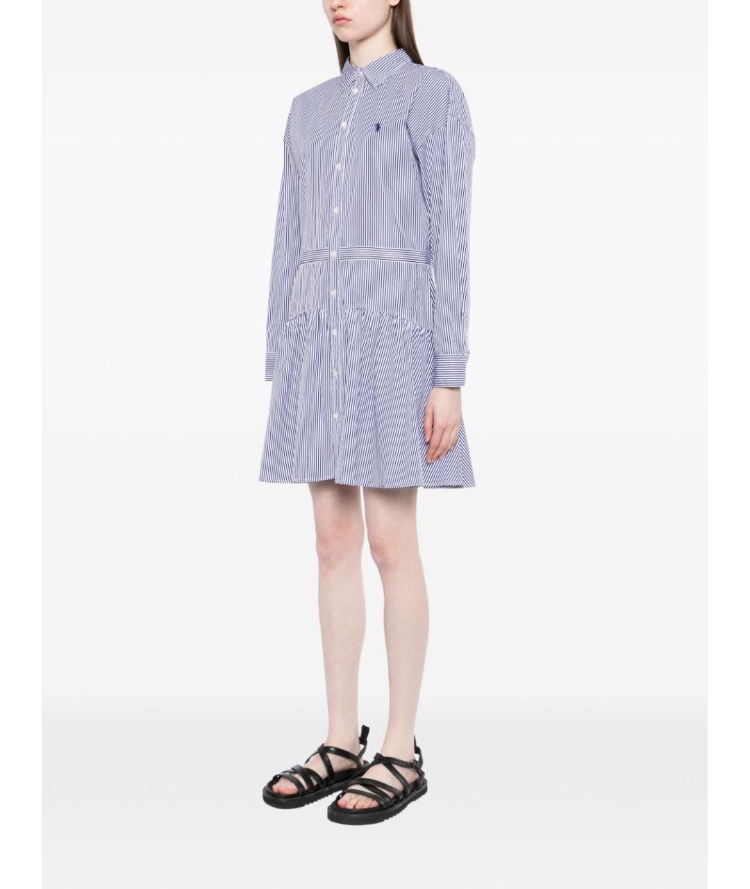 POLO RALPH LAUREN Голубое хлопковое повседневное платье, фото 5