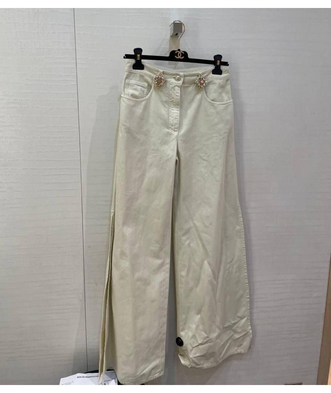 CHANEL Бежевые хлопковые джинсы клеш, фото 8