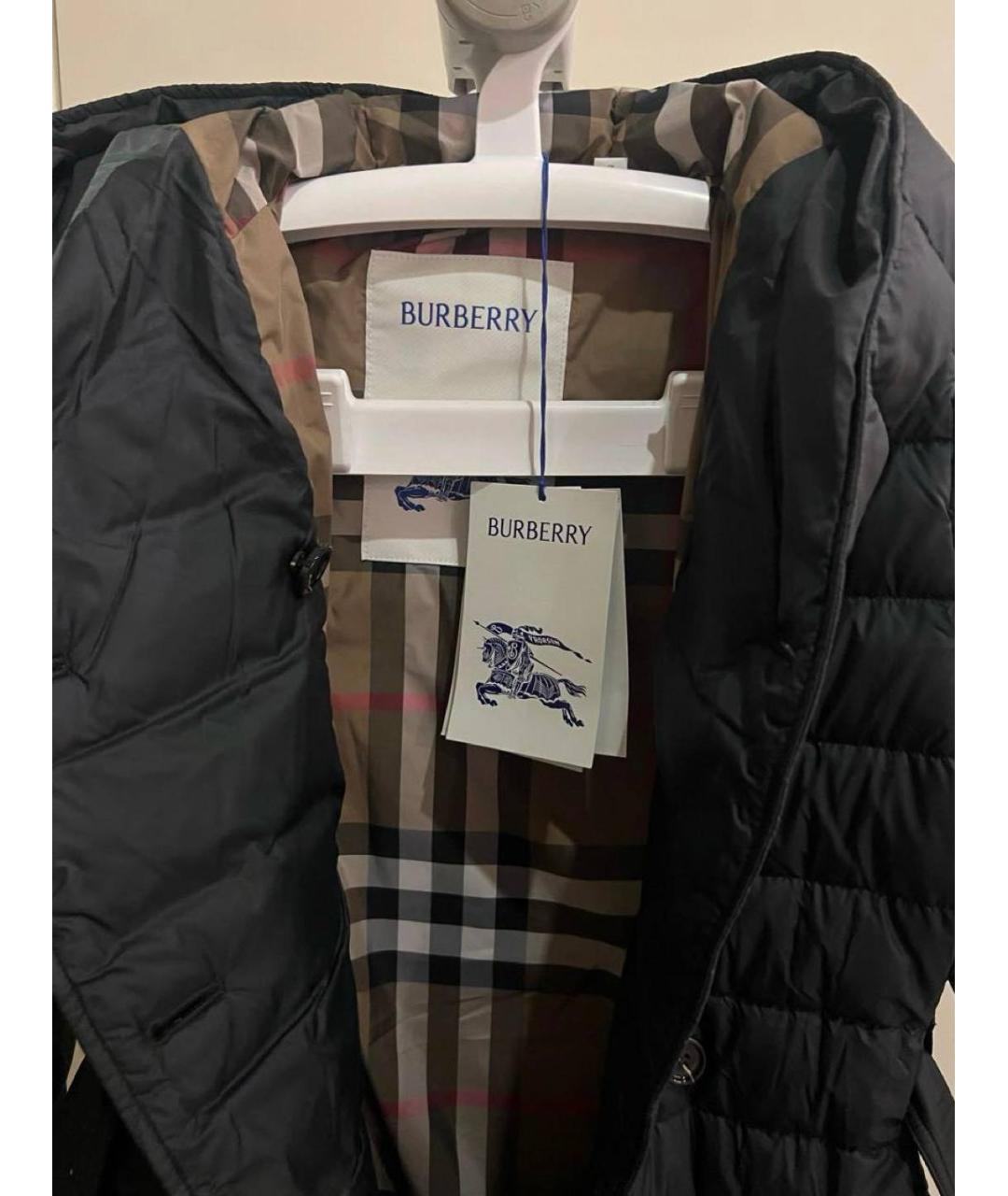 BURBERRY Черный полиэстеровый пуховик, фото 3