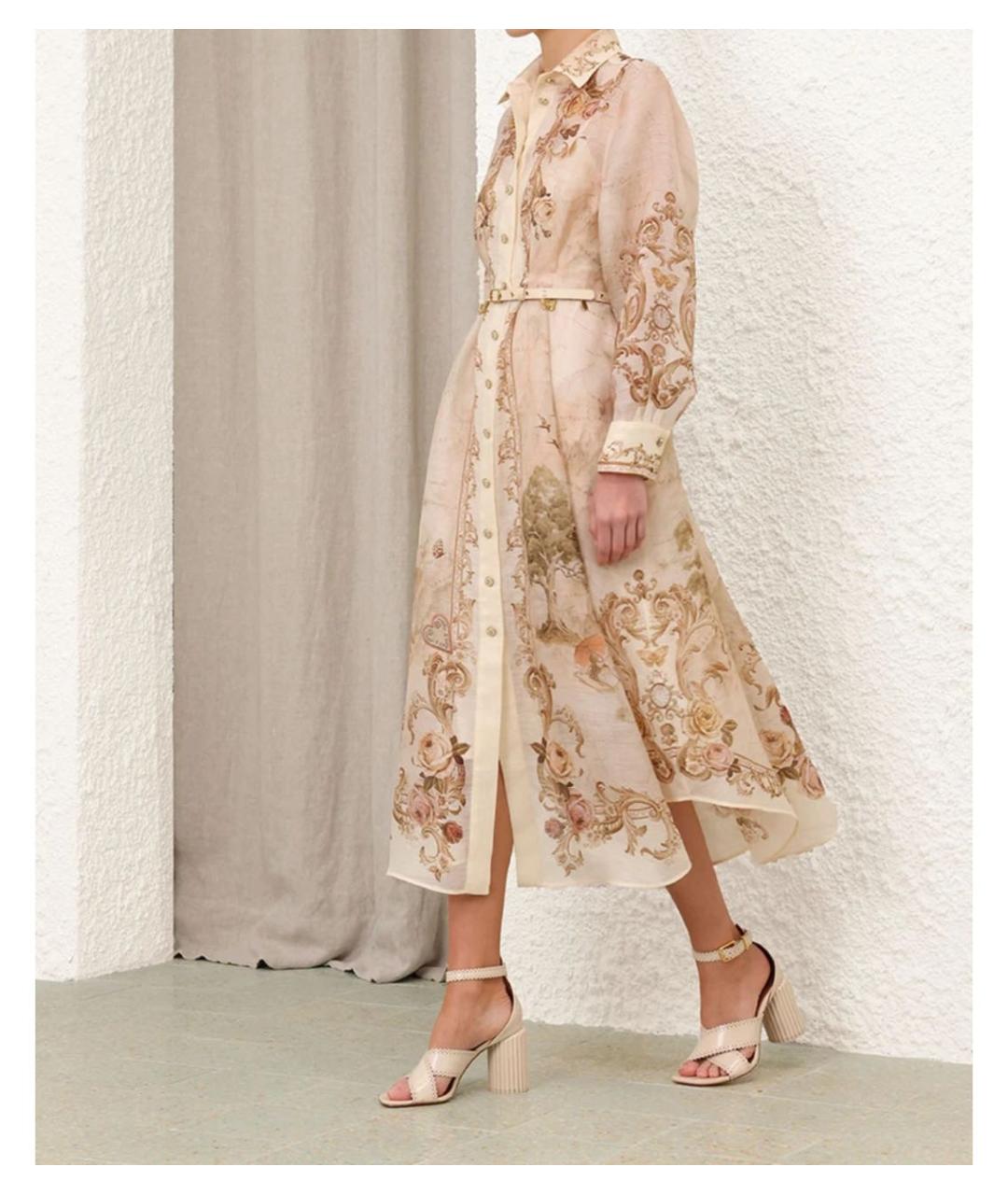 ZIMMERMANN Бежевое хлопковое коктейльное платье, фото 2