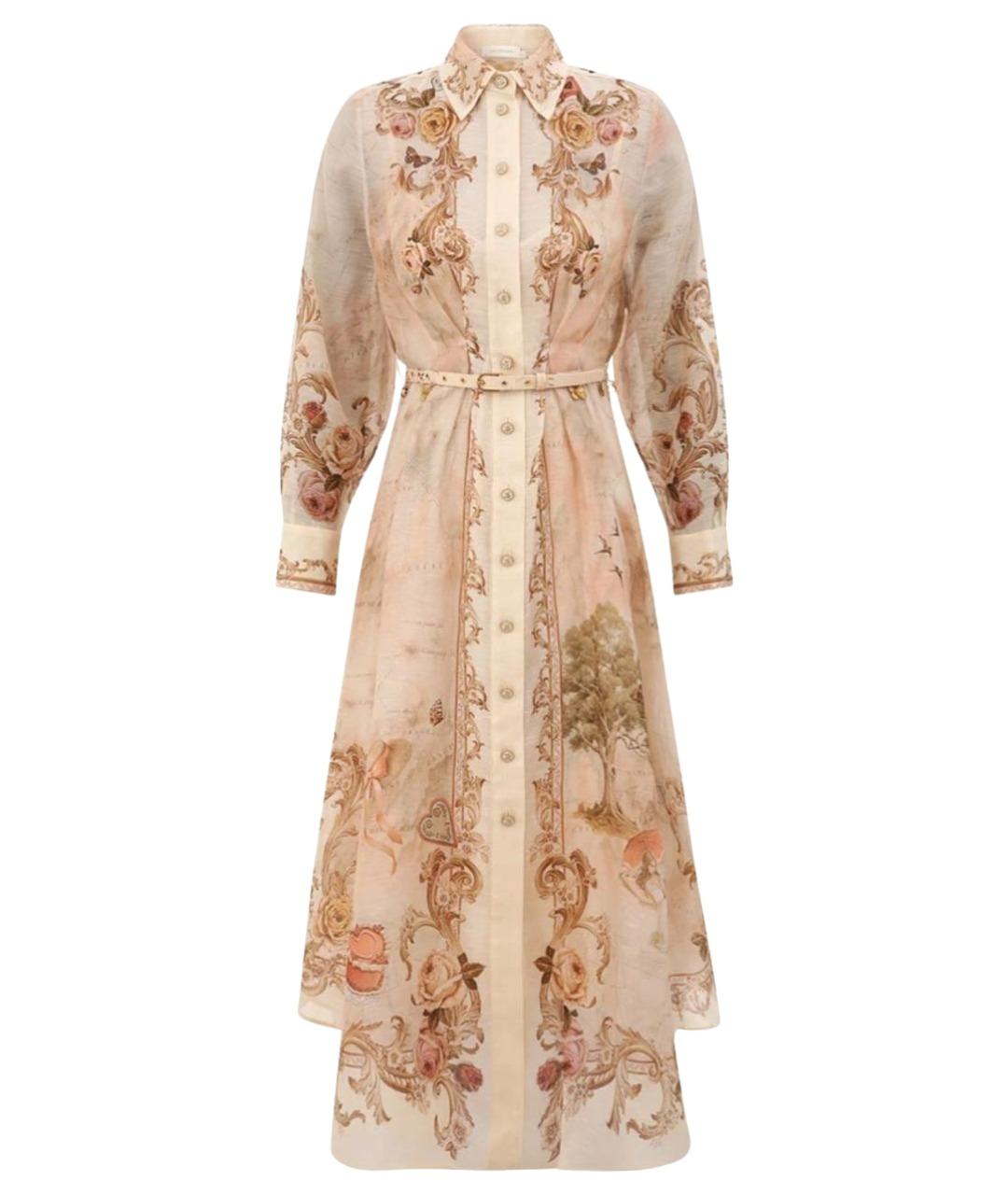 ZIMMERMANN Бежевое хлопковое коктейльное платье, фото 1