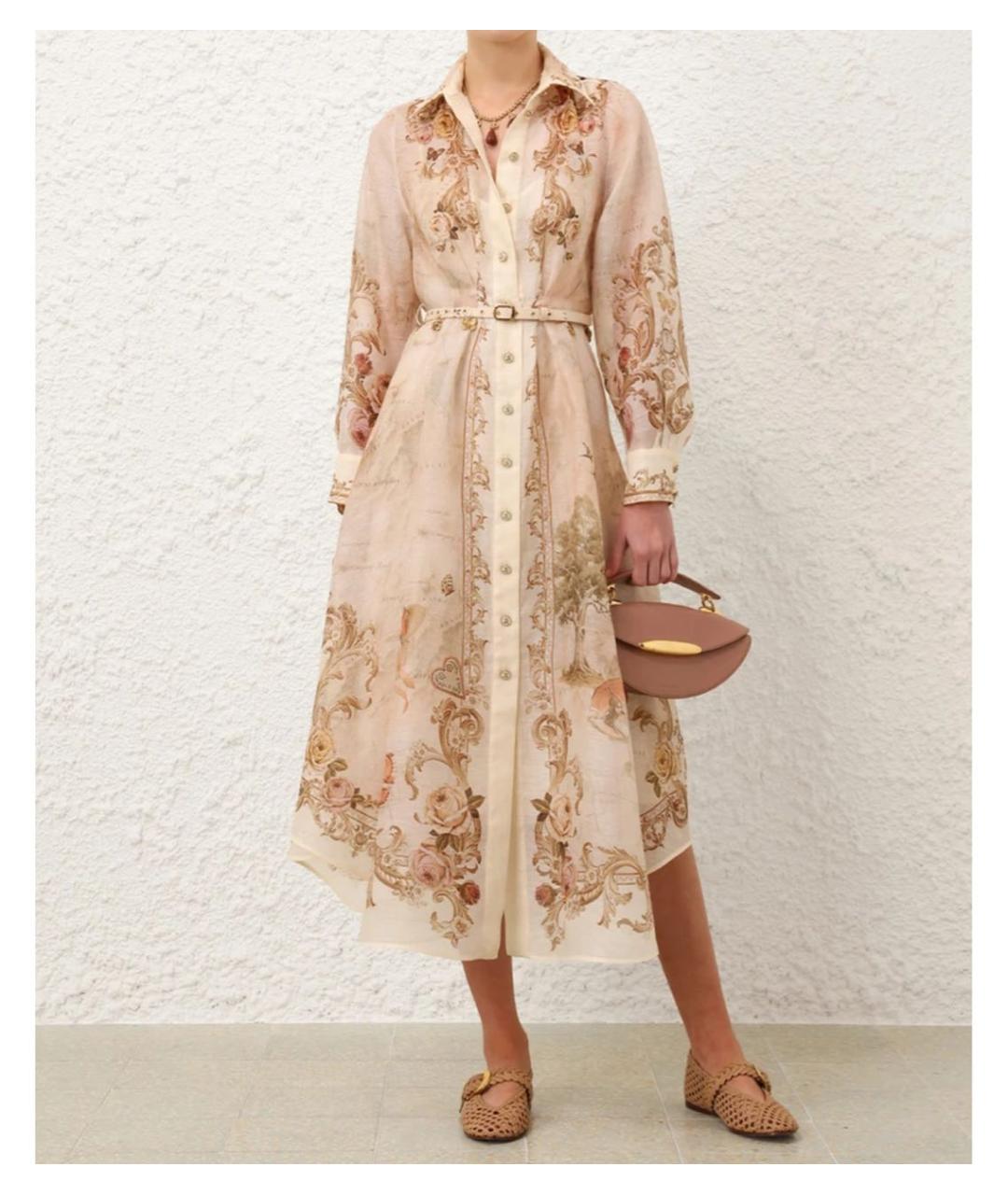 ZIMMERMANN Бежевое хлопковое коктейльное платье, фото 7